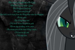 Size: 900x601 | Tagged: safe, artist:revlp670svr, queen chrysalis, g4, fangs, female, poem, reference, resident evil, solo, vector, wallpaper