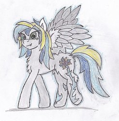 Size: 886x901 | Tagged: safe, artist:dalirpl, oc, oc only, oc:bright flake, pegasus, pony, chest fluff, solo, traditional art