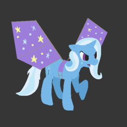 Size: 500x500 | Tagged: safe, artist:autumnbramble, trixie, pony, unicorn, g4, artificial wings, augmented, crying, fake wings, female, flying contraption, mare, mechanical wing, solo, wings