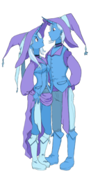 Size: 530x1010 | Tagged: safe, artist:zoe-productions, trixie, human, g4, horn, horned humanization, humanized, rule 63, self ponidox, tristan, tristie