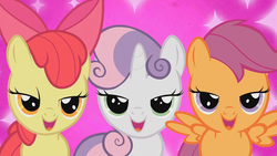 Size: 1920x1080 | Tagged: safe, screencap, apple bloom, scootaloo, sweetie belle, g4, just for sidekicks, season 3, cutie mark crusaders, lidded eyes, out of context, seductive, wingboner