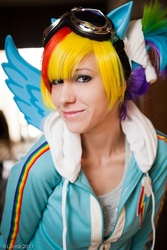 Size: 600x900 | Tagged: safe, artist:burloire, artist:rose0fmay, rainbow dash, human, g4, cosplay, irl, irl human, photo, solo