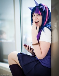 Size: 697x900 | Tagged: safe, artist:positori, artist:rose0fmay, twilight sparkle, human, g4, cosplay, irl, irl human, photo, solo