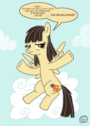 Size: 1021x1431 | Tagged: safe, artist:unclescooter, wild fire, pegasus, pony, g4, cloud, female, licious, mare, on a cloud, sibsy, sigh, solo, wild fire is not amused