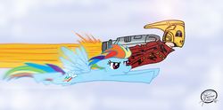 Size: 1291x638 | Tagged: safe, artist:unclescooter, rainbow dash, g4, crossover, jetpack, the rocketeer