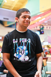 Size: 430x645 | Tagged: safe, dj pon-3, vinyl scratch, human, g4, brony, clothes, irl, irl human, not russell wilson, photo, t-shirt