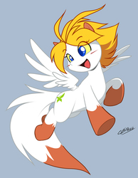 Size: 500x644 | Tagged: safe, artist:chalodillo, pegasus, pony, gray background, las lindas, ponified, sarah silkie, simple background, solo