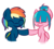 Size: 700x634 | Tagged: safe, artist:prettykitty, oc, oc only, oc:star charmer, oc:starborne, pegasus, pony, duo, female, hoofbump, mare, ponytail, rainbow hair, simple background, transparent background