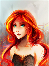 Size: 1735x2300 | Tagged: safe, artist:koveliana, sunset shimmer, human, beautiful, clothes, color porn, female, humanized, light skin, solo