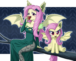 Size: 900x720 | Tagged: safe, artist:uotapo, fluttershy, bat pony, human, pony, bats!, equestria girls, g4, season 4, apple, batman logo, blushing, clothes, cute, equestria girls-ified, female, flutterbat, food, human ponidox, licking, looking at you, mare, open mouth, pantyhose, race swap, shyabates, shyabetes, sitting, tongue out, uotapo is trying to murder us