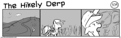 Size: 1280x404 | Tagged: safe, artist:tetrapony, derpy hooves, pegasus, pony, comic:the daily derp, g4, comic, female, mare, monochrome, the hikely derp, tumbleweed