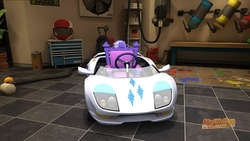 Size: 1024x576 | Tagged: safe, rarity, g4, 3d, kart, modnation racers, no pony, star-cut generosity