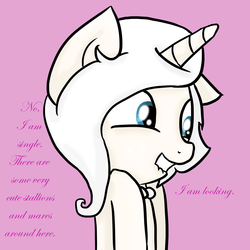 Size: 4900x4900 | Tagged: safe, artist:ivorylace, artist:katiespalace, oc, oc only, oc:ivory lace, pony, unicorn, ask ivory lace, absurd resolution, ask, lip bite, question, solo, special somepony, tumblr