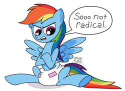 Size: 1280x932 | Tagged: safe, artist:jay muniz, rainbow dash, g4, diaper, female, non-baby in diaper, poofy diaper, solo