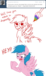 Size: 633x1032 | Tagged: safe, firefly, rainbow dash, ask sleepy dash, g1, g4, ask, comic, female, paintbrush, recolor, solo, tumblr