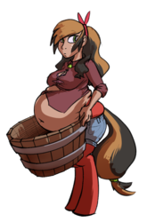 Size: 672x963 | Tagged: safe, artist:lowkey, oc, oc only, oc:darcy, satyr, barrel, belly, belly button, fat, offspring, parent:big macintosh, solo