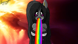 Size: 1920x1080 | Tagged: safe, artist:mrs-ponylicious, oc, oc only, anthro, anthro oc, cute, galaxy, piercing, rainbow, solo