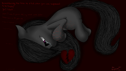 Size: 1920x1080 | Tagged: safe, artist:mrs-ponylicious, oc, oc only, apontionwhore, blank flank, crying, depression, heartbreak, sad, self harm, solo