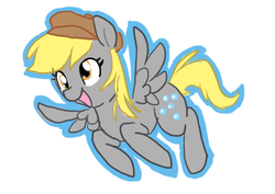 Size: 615x435 | Tagged: safe, artist:indiefoxtail, derpy hooves, pegasus, pony, g4, female, hat, mare, solo