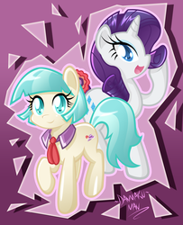 Size: 2431x3000 | Tagged: safe, artist:danmakuman, coco pommel, rarity, earth pony, pony, g4, rarity takes manehattan