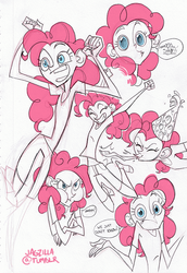 Size: 523x758 | Tagged: safe, artist:jagzilla, pinkie pie, human, g4, facial expressions, female, humanized, sketch dump, solo