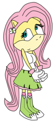 Size: 297x654 | Tagged: safe, artist:imabronyforever, fluttershy, anthro, plantigrade anthro, equestria girls, g4, clothes, equestria girls outfit, female, present, simple background, solo, sonic the hedgehog (series), sonicified, style emulation, transparent background