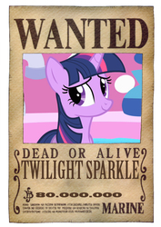 Size: 600x849 | Tagged: safe, artist:lightdegel, twilight sparkle, g4, crossover, female, nico robin, one piece, solo, wanted, wanted poster