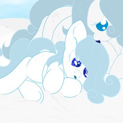 Size: 1280x1280 | Tagged: safe, artist:m-p-l, oc, oc only, filly, kicking, pregnant, sensibly-proportioned pregnancy, snow, snowpony