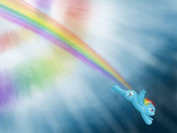 Size: 1024x768 | Tagged: safe, artist:waggytail, rainbow dash, g4, crying, female, flying, rainbow trail, solo, sonic rainboom