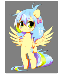 Size: 589x750 | Tagged: dead source, safe, artist:nauticalsparrow, oc, oc only, pegasus, pony, bipedal, blushing, bow, chibi, female, hair bow, mare, solo