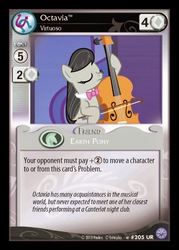 Size: 868x1211 | Tagged: safe, enterplay, octavia melody, g4, my little pony collectible card game, ccg, cello, female, implied vinyl scratch, musical instrument, solo, white