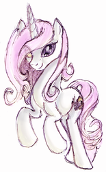 Size: 913x1468 | Tagged: safe, artist:remains, fleur-de-lis, pony, unicorn, g4, female, one eye closed, paper, solo, wink