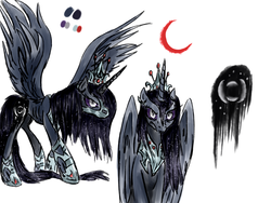 Size: 2000x1500 | Tagged: safe, artist:remains, nightmare moon, princess luna, oc, oc:blood moon (remains), alicorn, pony, g4, alicorn oc, alternate design, female, grim reaper, horn, nightmare luna, psychopomp, solo, wings