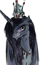 Size: 391x608 | Tagged: safe, artist:remains, nightmare moon, princess luna, oc, oc:blood moon (remains), alicorn, pony, g4, alicorn oc, alternate design, female, horn, nightmare luna, solo, wings