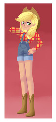 Size: 1500x3264 | Tagged: safe, artist:kianamai, applejack, human, g4, female, humanized, light skin, overalls, solo