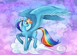 Size: 3200x2286 | Tagged: safe, artist:shaadorian, rainbow dash, pegasus, pony, g4, cloud, cloudy, female, mare, solo