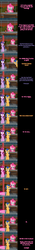 Size: 1000x7076 | Tagged: safe, artist:undead-niklos, flash sentry, pinkie pie, twilight sparkle, alicorn, pony, comic:pinkie pie says goodnight, g4, blushing, comic, embarrassed, female, male, mare, oblivious, pink text, purple text, ship:flashlight, shipping, straight, twilight sparkle (alicorn)