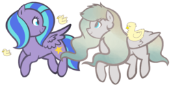 Size: 1300x660 | Tagged: safe, artist:son-of-an-assbutt, oc, oc only, duck, pegasus, pony, flying