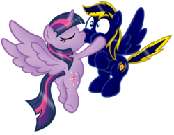 Size: 1024x797 | Tagged: safe, artist:aleximusprime, twilight sparkle, oc, oc:zephyr, alicorn, pony, g4, canon x oc, cute, duo, female, kissing, male, mare, simple background, straight, transparent background, twilight sparkle (alicorn), twiphyr