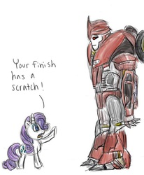 Size: 503x611 | Tagged: safe, artist:frizzoshark, rarity, g4, crossover, knock out, transformers, transformers prime
