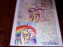 Size: 640x480 | Tagged: safe, artist:fluttershy12345678, fluttershy, g4, cloud, cloudy, comic, rainbow, traditional art