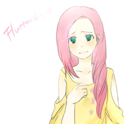 Size: 500x500 | Tagged: safe, artist:minari-hanul, fluttershy, human, g4, female, humanized, light skin, solo