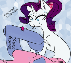 Size: 1280x1131 | Tagged: safe, artist:scumaeda, rarity, g4, 30 minute art challenge, female, glasses, sewing machine, solo, sweat