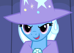 Size: 999x720 | Tagged: safe, screencap, trixie, pony, unicorn, boast busters, g4, female, mare, reaction image, smiling, solo