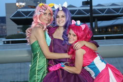 Size: 3456x2304 | Tagged: safe, fluttershy, pinkie pie, rarity, human, g4, cosplay, irl, irl human, photo