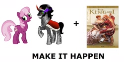 Size: 1587x796 | Tagged: safe, cheerilee, king sombra, g4, exploitable meme, make it happen, meme, the king and i