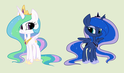 Size: 1280x752 | Tagged: dead source, safe, artist:solweig, princess celestia, princess luna, alicorn, pony, g4, simple background