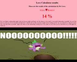 Size: 1112x902 | Tagged: safe, spike, g4, anti-shipping, big no, blatant lies, female, love calculator, male, meme, shipping, straight