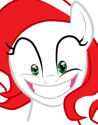 Size: 453x577 | Tagged: safe, artist:mielzsimmons, oc, oc only, oc:peppermint pattie, grin, solo, wide eyes