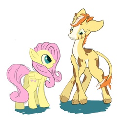 Size: 901x886 | Tagged: safe, fluttershy, oc, giraffe, g4